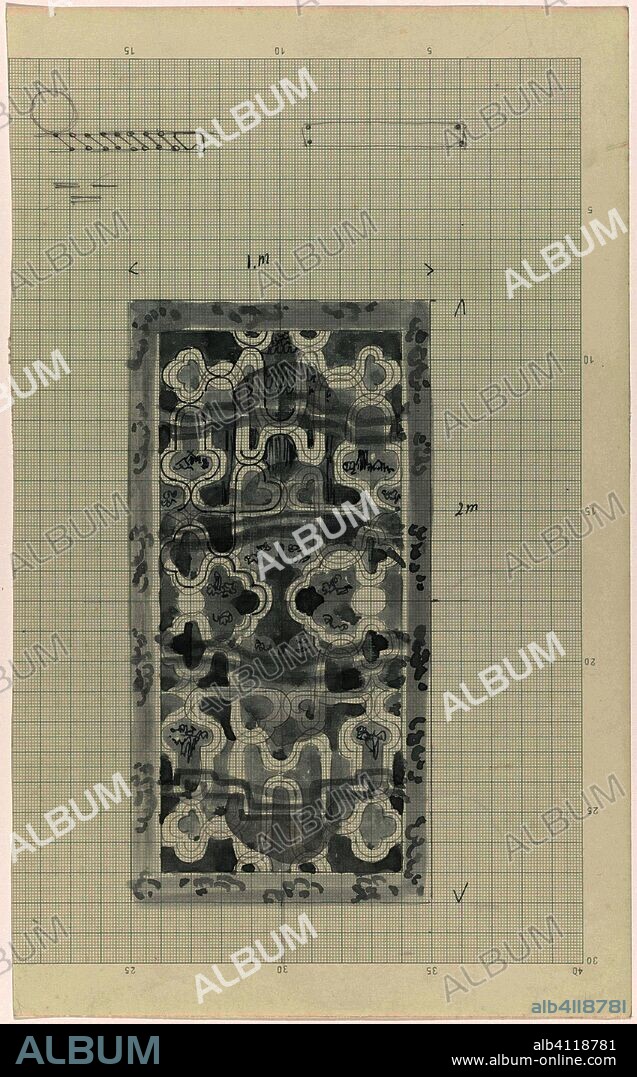 Decorative design in gray-blue. Draughtsman: Carel Adolph Lion Cachet. Dating: 1874 - 1945. Measurements: h 335 mm × w 204 mm.