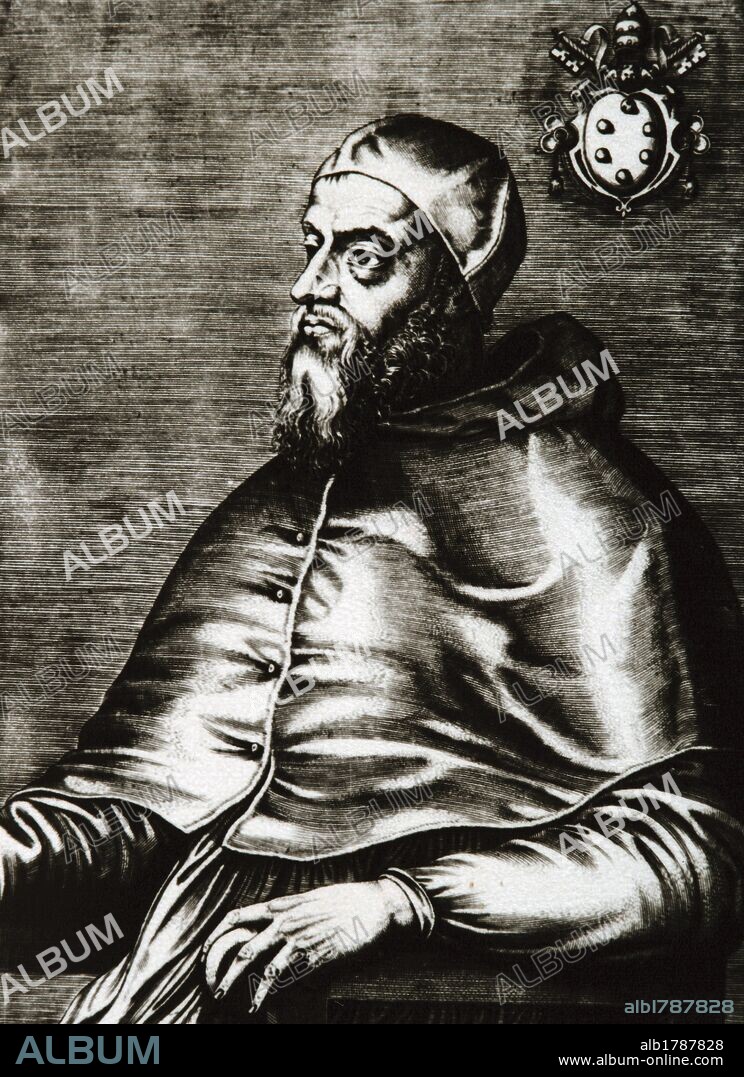 Pope Clement VII (1478-1534). Born Giulio di Giuliano de'Medici. Pope from 1523-1534. Portrait. Engraving.