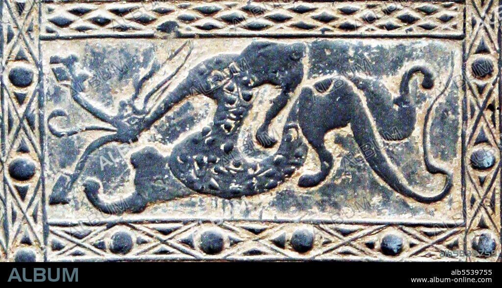 A pottery tile of the Han Dynasty, depicting hunting and battle scenes containing emblematic figures of the 'five cardinal directions' (the four cardinal directions plus the centre). The Four Symbols (Chinese: ??; pinyin: Sì Xiàng) are four mythological creatures in the Chinese constellations. They are the Azure Dragon, of the East, the Vermilion Bird of the South, the White Tiger of the West, and the Black Turtle of the North. Each one of them represents a direction and a season, and each has its own individual characteristics and origins. Symbolically and as part of spiritual and religious belief, they have been culturally important in China, Korea, Vietnam, and Japan.