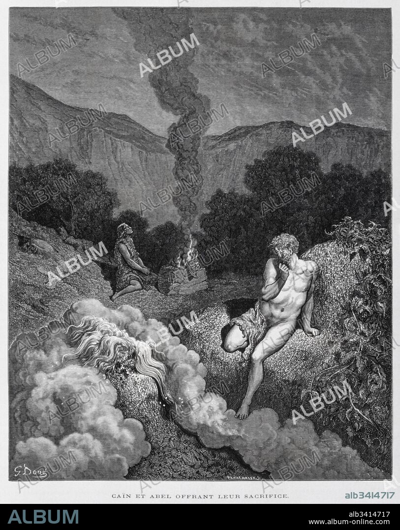 Cain and Abel offer sacrifices, Illustration from the Dore Bible 1866. In 1866, the French artist and illustrator Gustave Dore (1832–1883), published a series of 241 wood engravings for a new deluxe edition of the 1843 French translation of the Vulgate Bible, popularly known as the Bible de Tours. This new edition was known as La Grande Bible de Tours and its illustrations were immensely successful.