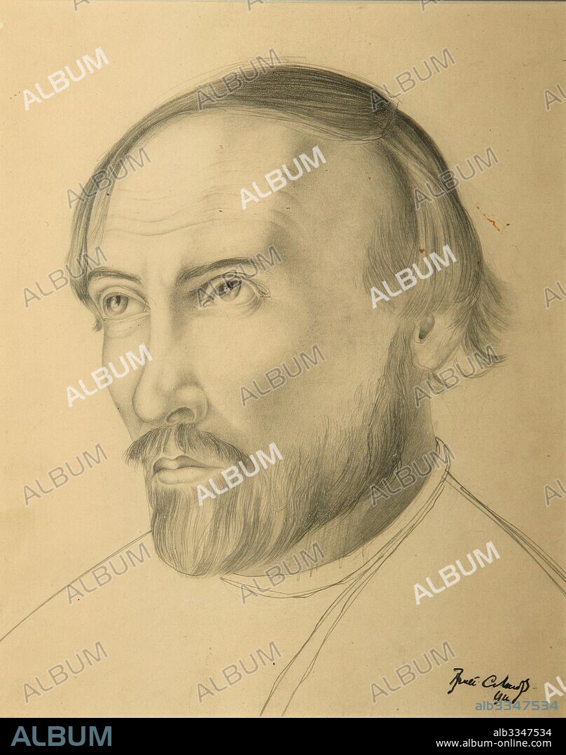 KONSTANTIN ALEXEYEVICH SOKOLOV. Portrait of the poet Nikolai Klyuev (1884-1937).