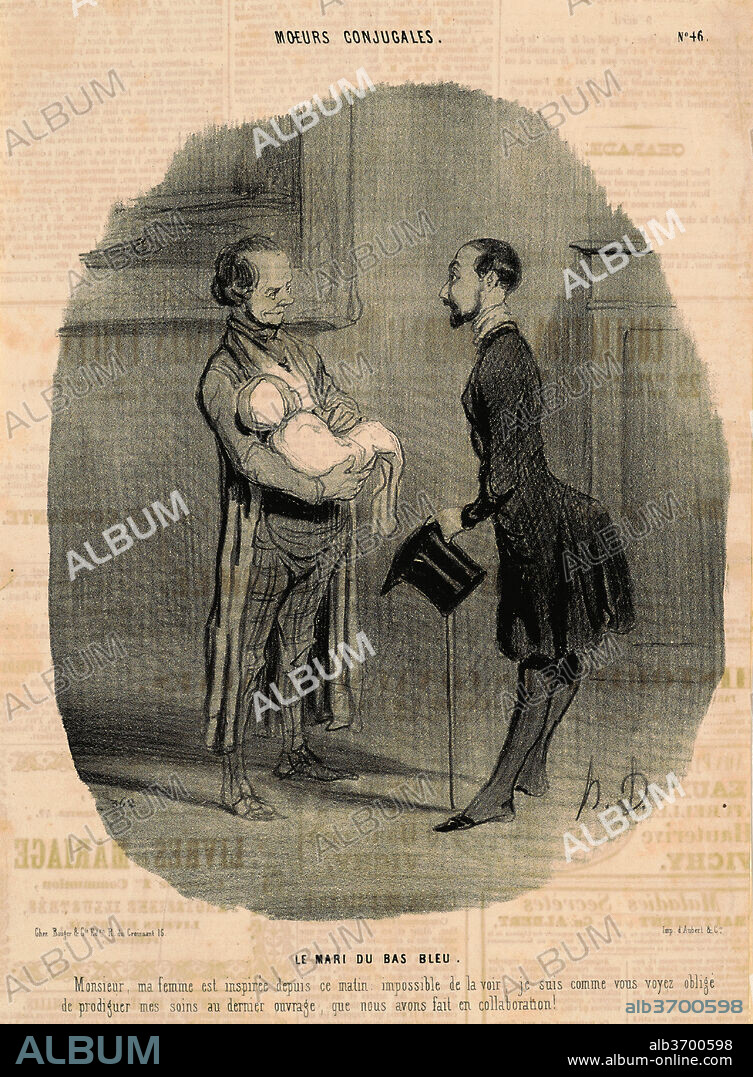 HONORE DAUMIER. Le mari du bas-bleu... Dated: 19th century. Medium: lithograph.