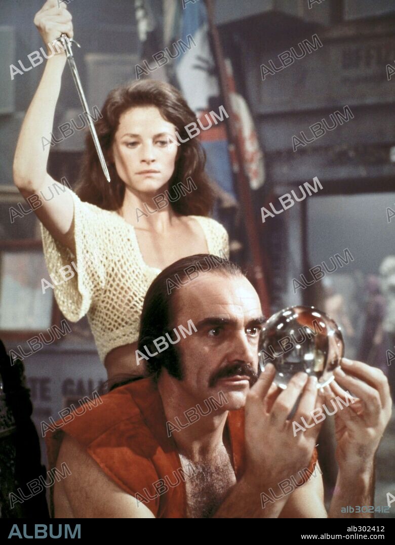 CHARLOTTE RAMPLING and SEAN CONNERY in ZARDOZ, 1974, directed by JOHN BOORMAN. Copyright 20TH CENTURY FOX.