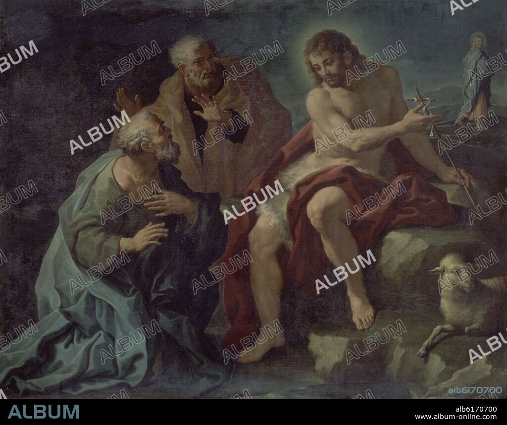 PAOLO MATTEIS (1662-1728). SAN JUAN BAUTISTA SEÑALANDO AL MESIAS - HACIA 1723 - OLEO/LIENZO - 194 x 244 cm - NP 6943 - ESCUELA ITALIANA.