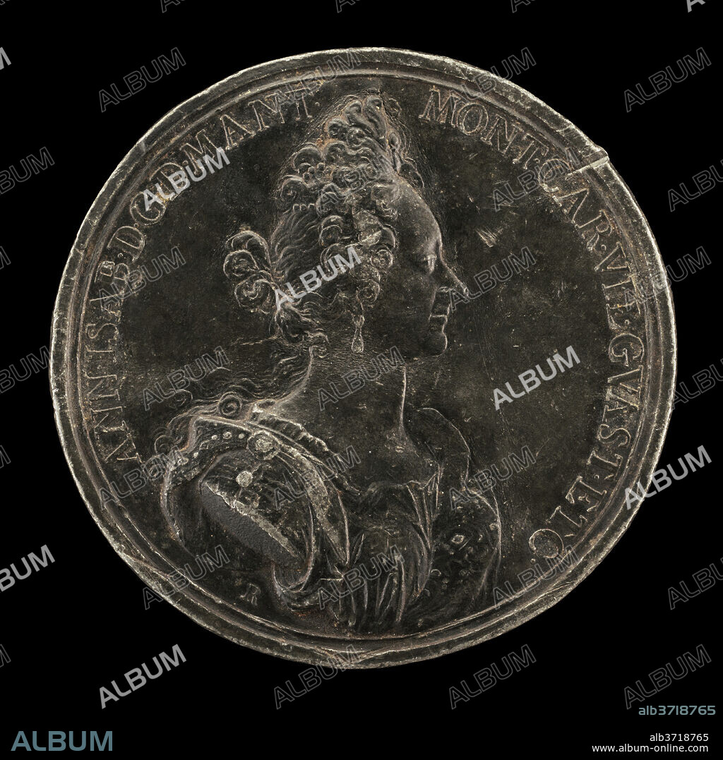 PAOLO REPIGLIER. Anna Isabella Gonzaga, Duchess of Mantua. Dated: 1698. Dimensions: overall (diameter): 6.2 cm (2 7/16 in.)  gross weight: 29.4 gr (0.029 kg). Medium: lead.