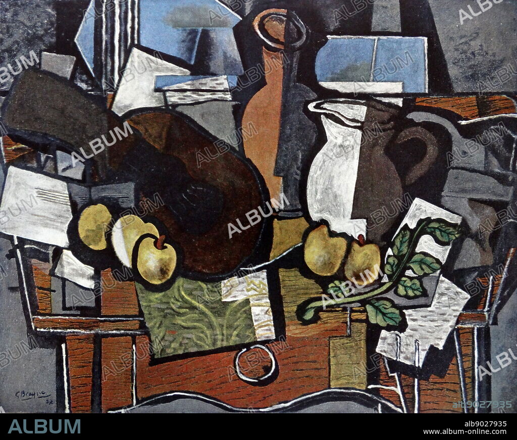 Painting titled 'Three Musicians' by Pablo Picasso (1881-1973) Spanish painter, sculptor, printmaker, ceramicist, stage designer, poet and playwright. Dated 1921.