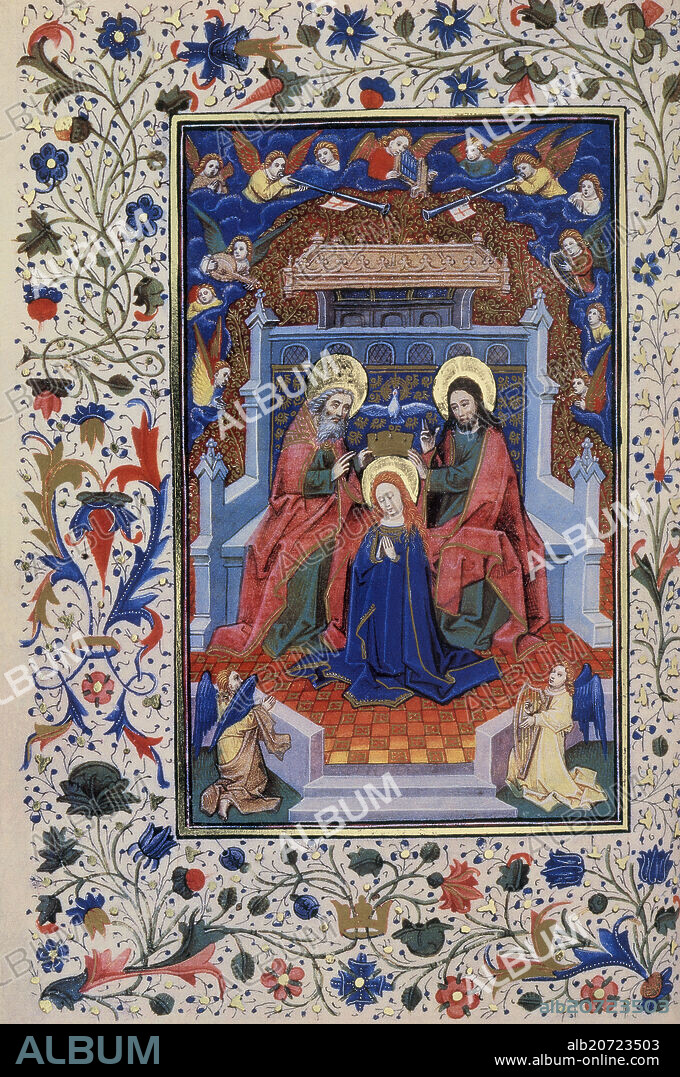 LIBRO HORAS DE ISABEL CATOLICA - MINITURA:CORONACION VIRGEN - FACSIMIL 91 - SIGLO XV - 21,7x14 cm.