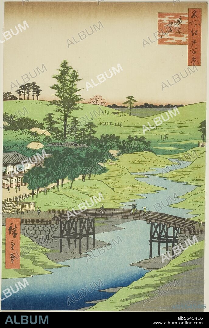 ANDO HIROSHIGE. Furukawa River, Hiroo (Hiroo Furukawa), from the series "One Hundred Famous Views of Edo (Meisho Edo hyakkei)", 1856.