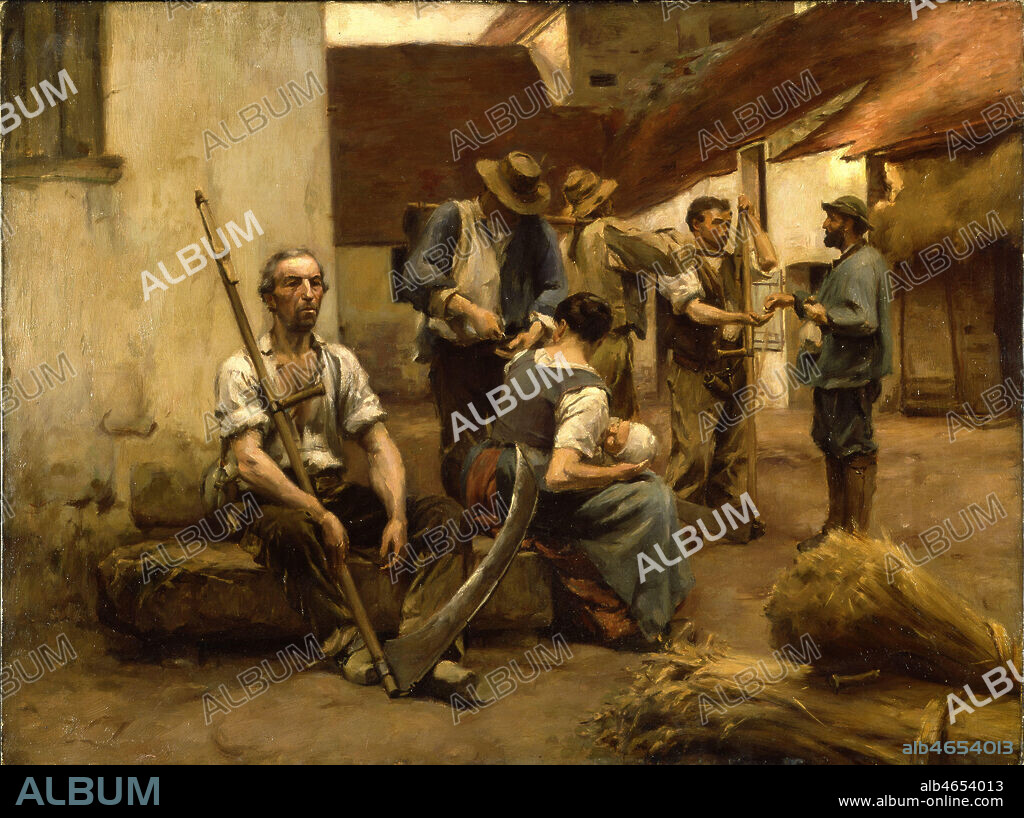 Copie de 'La paie des moissonneurs' par Leon LHERMITTE (1844-1925) en 1882. Paris, Mairie de Chateau-Thierry, Collection privee. Credit: Collection Bouquignaud/KHARBINE-TAPABOR.