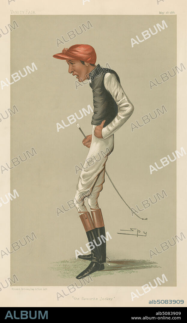 Vanity Fair: Jockeys; 'The Favorite Jockey', Fred Archer, May 28, 1881, Leslie Matthew 'Spy' Ward, 18511922, British, 1881, Chromolithograph.