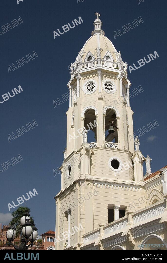 The bell tower of the Church and Convent of San Francisco de Asis, Plaza Bolivar, Cosco Viejo, UNESCO World Heritage Site, Panama City, Panama, Central America.