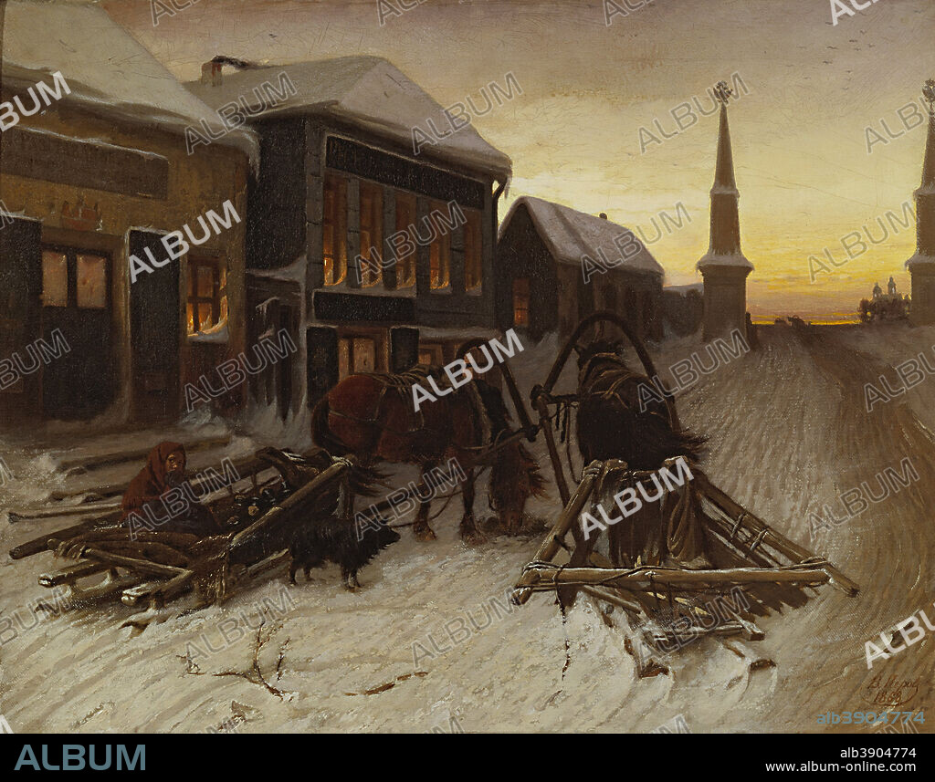 VASILY PEROV. The Last Tavern at the City Gates. Date/Period: 1868. Painting. Oil on canvas. Height: 51.1 cm (20.1 in); Width: 65.8 cm (25.9 in).