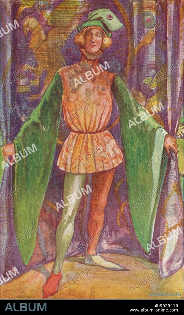 'A Man of the Time of Henry V', 1907. From English Costume, painted and described by Dion Clayton Calthrop. [Adam & Charles Black, London, 1907].