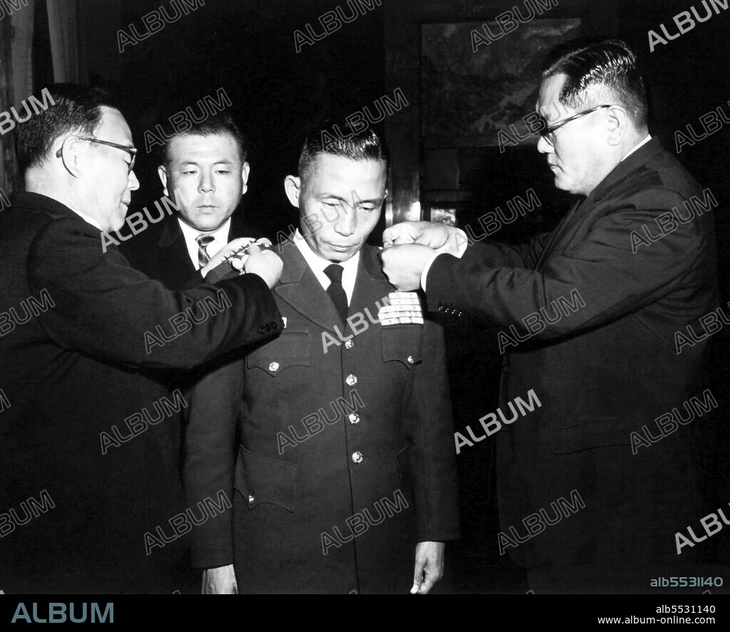 Park Chung-hee (14 November 1917 – 26 October 1979) was a South Korean president and military general who led South Korea from 1961 until his assassination in 1979. Park seized power through a military coup d'état that overthrew the Korean Second Republic in 1961 and ruled as a military strongman at the head of the Supreme Council for National Reconstruction until his election and inauguration as the President of the Korean Third Republic in 1963. In 1972, Park declared martial law and recast the constitution into a highly authoritarian document, ushering in the Korean Fourth Republic. After surviving several assassination attempts, including two operations associated with North Korea, Park was eventually assassinated on 26 October 1979 by Kim Jae-gyu, the chief of his own security services. He had led South Korea for 18 years. Yoon Bo-seon (August 26, 1897 – July 18, 1990) was a Korean independence activist and politician, who served as the second President of South Korea from 1960 to 1962 before being replaced by the Park Chung-hee as a result of the May 16 coup in 1961.