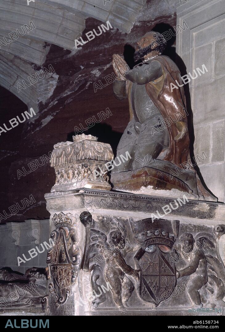 ESTATUA DE GARCIA IV SANCHO III DE NAVARRA LLAMADO EL DE "NAJERA" REY DE PAMPLONA DESDE EL 1035/54 EN EL PANTEON REAL - SIGLO XVI - RE.