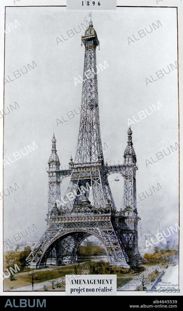 Projet pour la Tour Eiffel de Stephen Sauvestre, architecte qui a participé à la conception de la Tour a partir de 1884, employé de Gustave EIFFEL. Coll. Perrin/KHARBINE-TAPABOR.