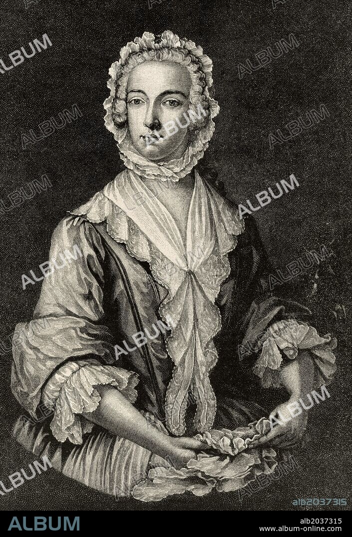 CARLOS EDUARDO ESTUARDO (1720-1788). Aristócrata escocés perteneciente a la dinastía de los Estuardo. Pretendiente jacobita al trono de Gran Bretaña como "Carlos III de Inglaterra y Escocia". El Príncipe Carlos Eduardo Estuardo disfrazado como Betty Burke, 1747. Grabado en La Ilustración Ibérica, 1885.