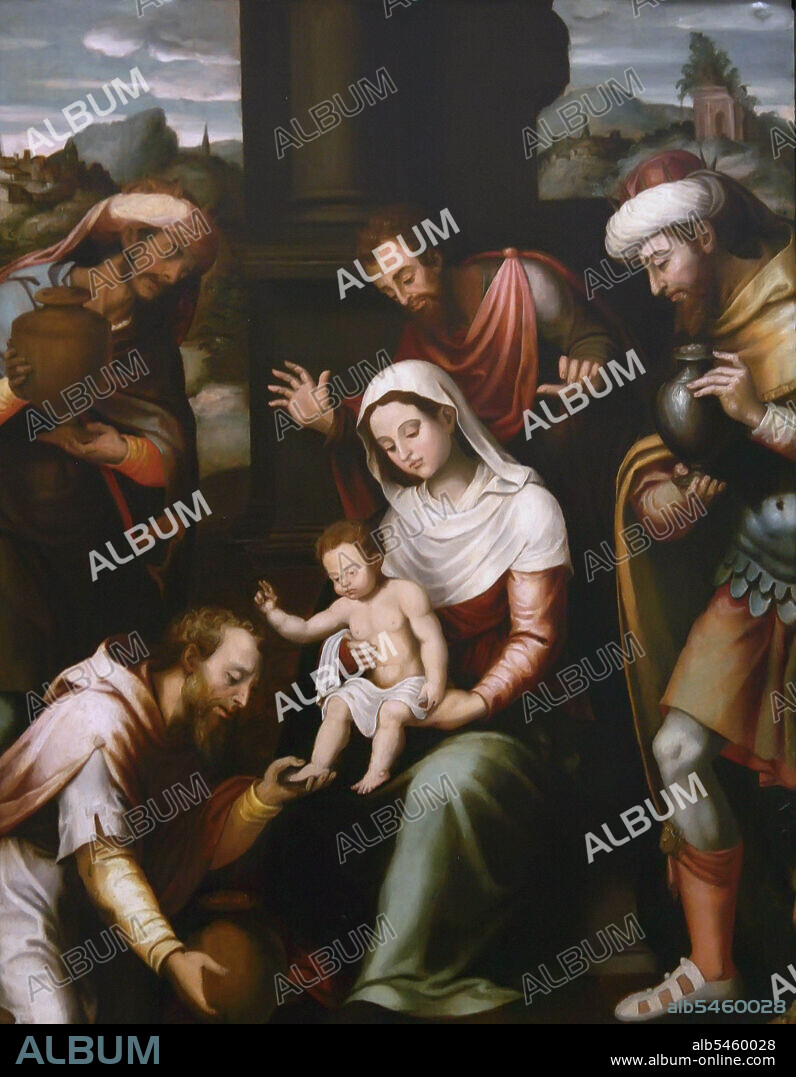 VALENCIA JUAN DE JUANES. (VICENTE JUAN MACIP). PINTOR ESPAÑOL. FUENTE LA HIGUERA 1523-1579. HIJO DE VICENTE MASIP. " ADORACION DE LOS REYES MAGOS ". JESUCRISTO , VIRGEN MARIA. MUSEO COLEGIO DEL PATRIARCA.VALENCIA.