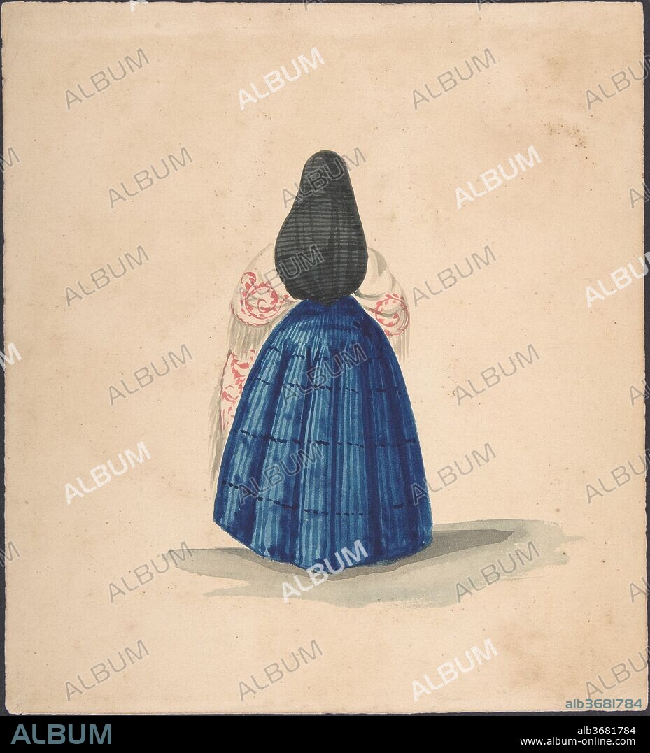 A Standing Woman Seen from the Back. Artist: Anonymous, Peruvian, 19th century. Dimensions: sheet: 9 1/8 x 9 1/4 in. (23.2 x 23.5 cm). Date: 1840-50.