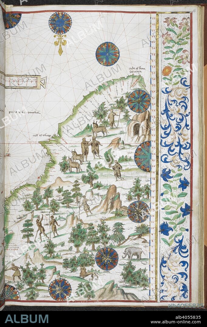 Chart of the eastern coast of Africa. Jean Rotz, Boke of Idrography (The 'Rotz Atlas'). c 1535-1542. Source: Royal MS 20 E IX f.14. Language: French & English.