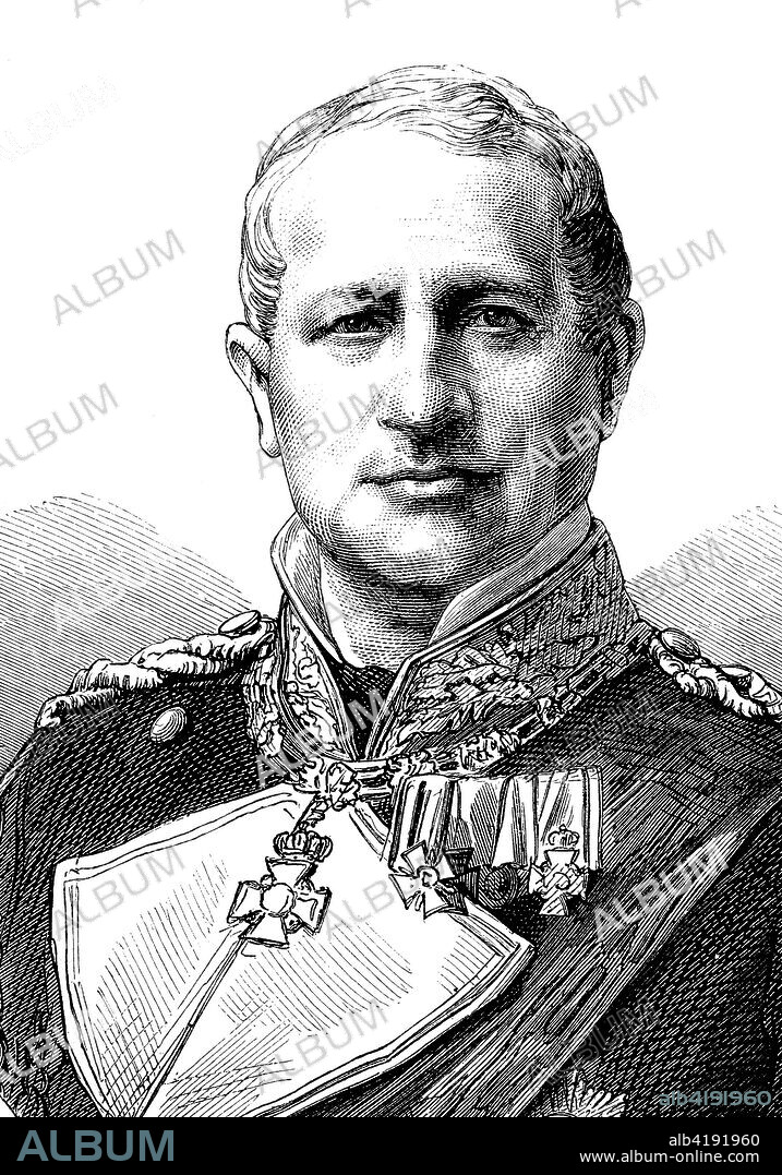 Prince Heinrich Wilhelm Adalbert of Prussia, October 29, 1811 - June 6, 1873, was Admiral and Commander-in-Chief of the North German Federal Fleet, German-French campaign of 1870, digital improved reproduction of an original print from the 19th. century.