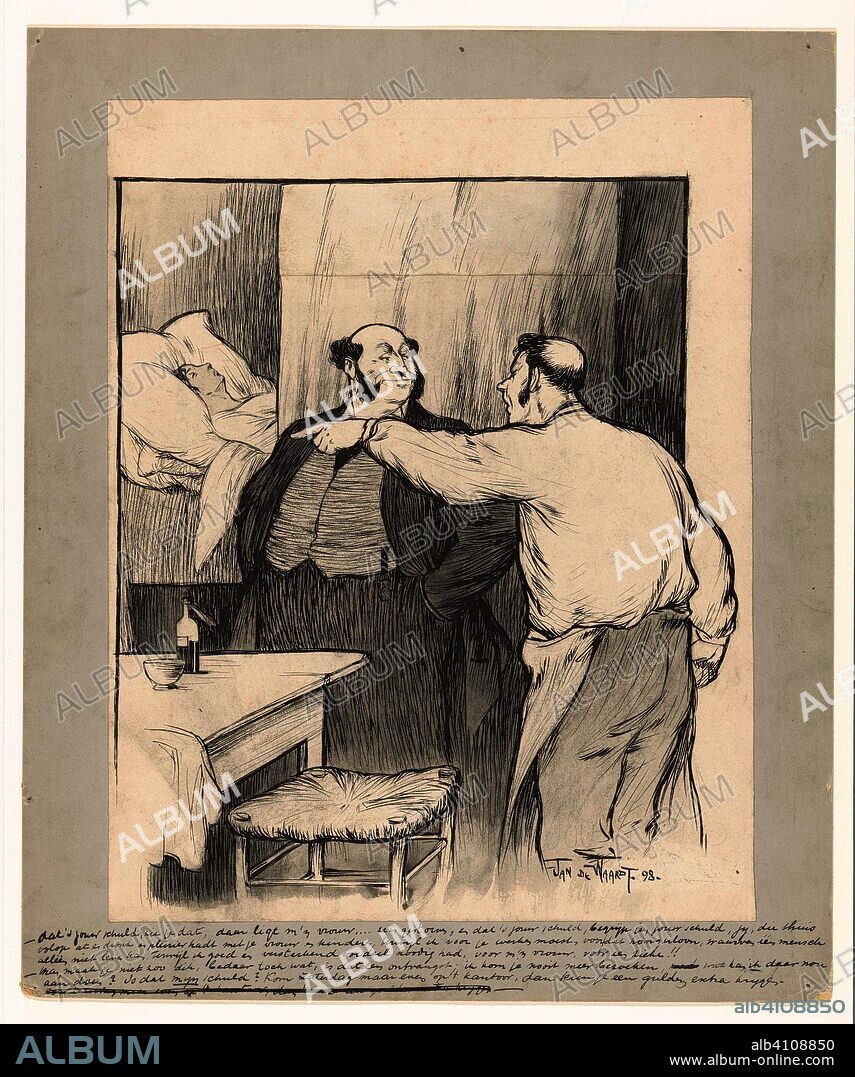 Owner of a deceased worker's factory by a worker. Draughtsman: Jan de Waardt (signed by artist). Dating: 1898. Place: Netherlands. Measurements: h 409 mm × w 322 mm.