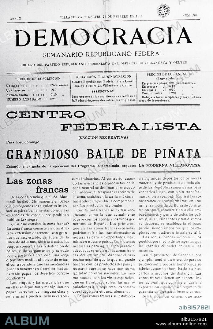 DEMOCRACIA. SEMANARIO REPUBLICANO FEDERAL.