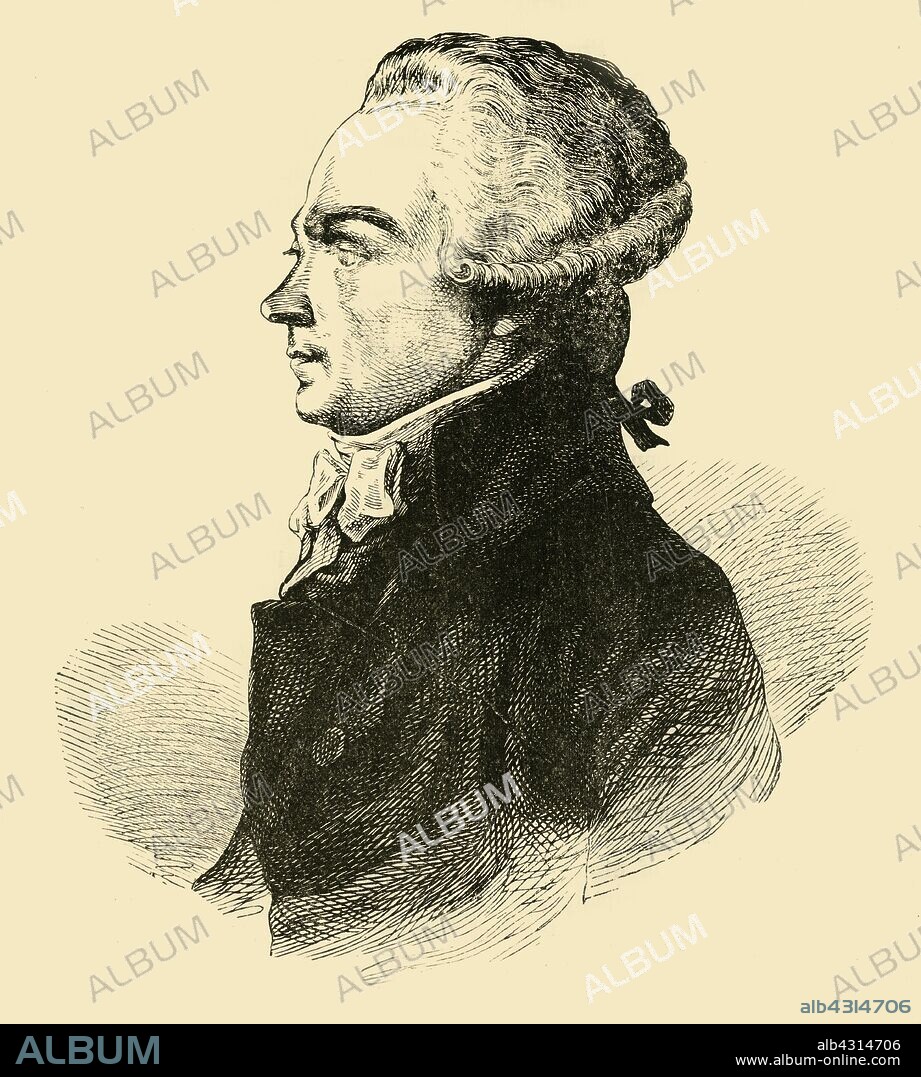 'Maximilien Robespierre', c1780, (1890). Maximilien Robespierre (1758-1794) French lawyer and politician, one of the best known figures in the French Revolution. He campaigned for universal manhood suffrage, abolition of celibacy and of slavery. From "Cassell's Illustrated Universal History, Vol. IV - Modern History", by Edmund Ollier. [Cassell and Company, Limited, London, Paris and Melbourne, 1890].