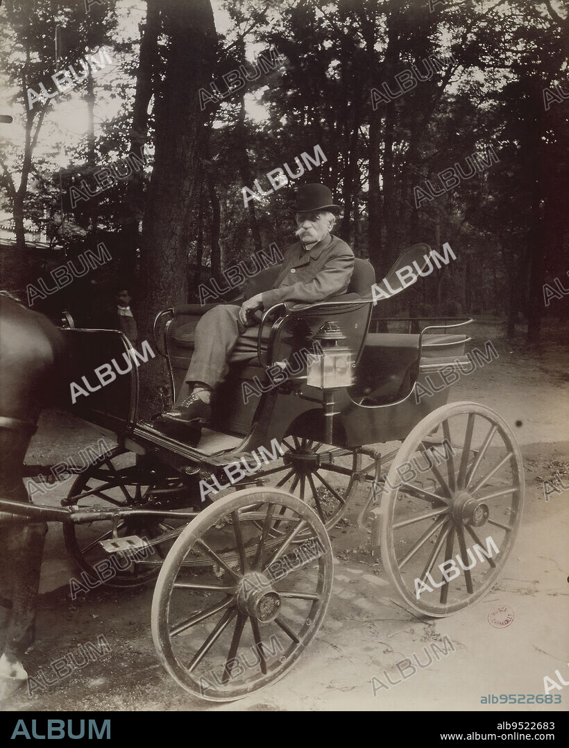 Car in the Bois de Boulogne, Atget, Eugène (Jean Eugène Auguste Atget, known as), Photographer, Photography, Graphic arts, Photography, Albumen paper print, Dimensions - Work: Height: 21.7 cm, Width: 17.7 cm.