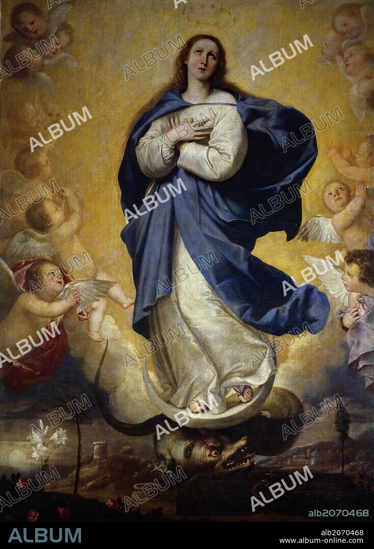 JOSÉ DE RIBERA. José de Ribera / 'La Inmaculada Concepción', Primera mitad del siglo XVII, Escuela Española, Óleo sobre Lienzo, 220 cm x 160 cm, P01070.