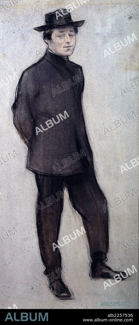 NONELL , ISIDRO. PINTOR ESPAÑOL . BARCELONA 1873 - 1911. DIBUJO POR RAMON CASAS. MUSEO ARTE MODERNO . BARCELONA.