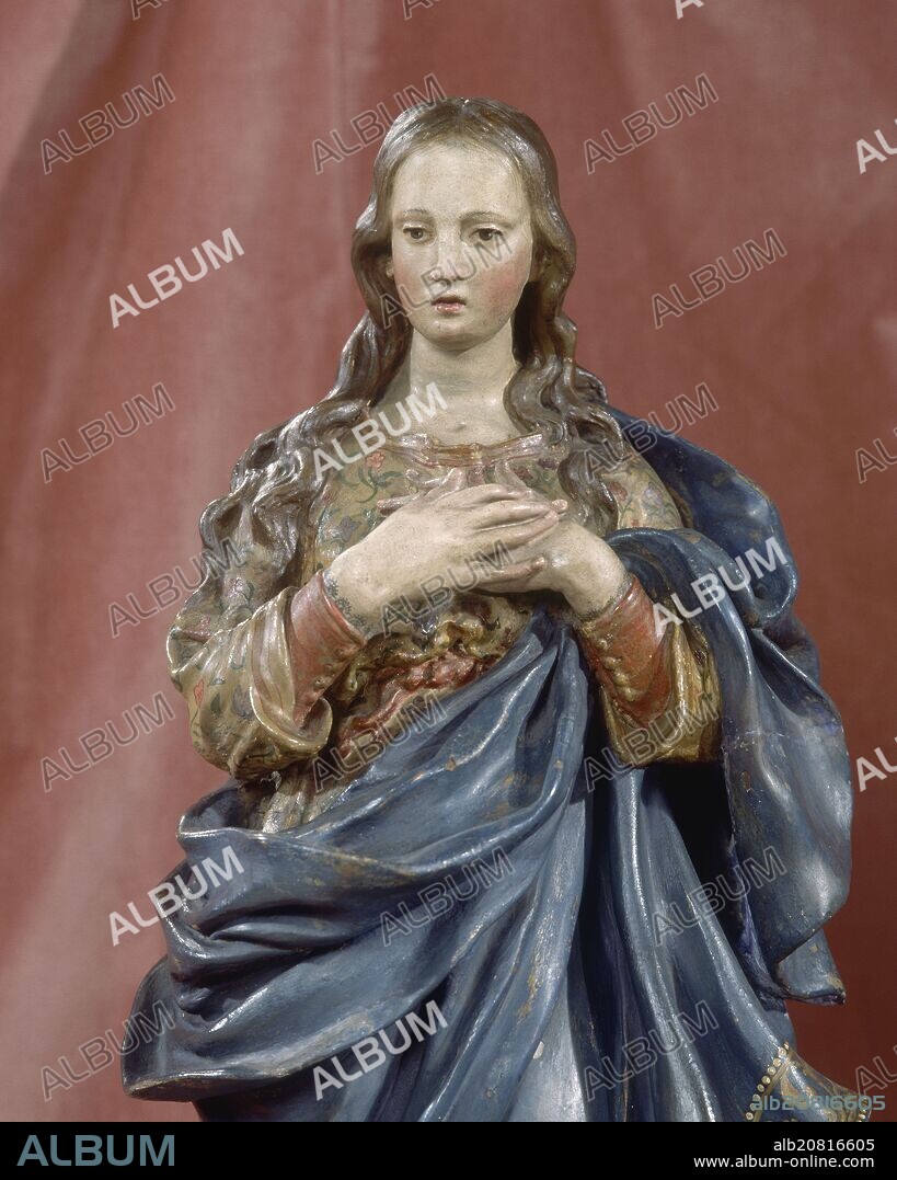 LUISA ROLDAN (1654-1704) LA ROLDANA. INMACULADA CONCEPCION-DETALLE DE MEDIO CUERPO- TALLA/MADERA POLICROMADA.