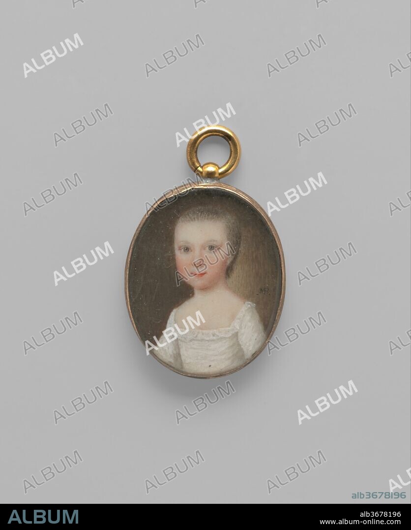 Henrietta Middleton. Artist: Mary Roberts (died 1761 Charleston, South Carolina). Dimensions: 1 1/2 x 1 in. (3.8 x 2.5 cm). Date: ca. 1752-58.
The English émigré Mary Roberts was the first known miniaturist in the American colonies. She arrived in Charleston before 1735 with her husband, Bishop, and after his death in 1740 seems to have supported herself by her work. Although Roberts is thought to have been prolific, her works are rare, as most have gone unrecorded. The Museum's group of five miniatures nearly doubles her extant oeuvre. Roberts worked in a diminutive format, and her extremely small and detailed work betrays her English training.
These miniatures, which date from the early 1750s and retain their original gold cases, portray a group of cousins, the children of brothers William (1710-1775) and Henry (1717-1784) Middleton. The figures sit high in the tiny picture plane. The two girls, Henrietta (1750-1792) and Hester (1754-1789), and the youngest boy, Thomas (1753-1779), wear white gowns; the two eldest boys, William (1748-1774) and William (1752-1758), wear rich red suits embellished with touches of gold and silver. Henry and his family lived primarily at Middleton Place, their plantation home in Charleston, South Carolina, while William resided at Crowfield and Shrublands, the family estates in Suffolk, England. The miniatures were discovered at Shrublands, the contents of which were sold in 2006.