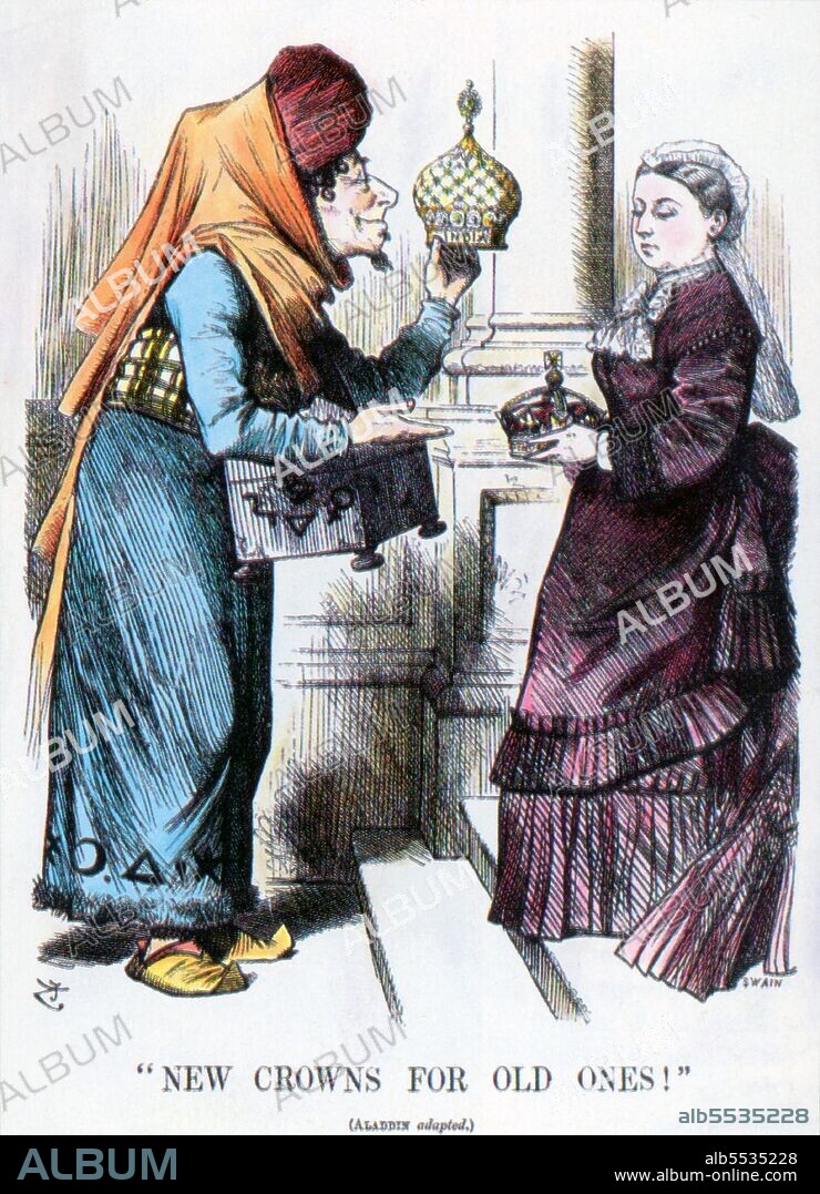 Queen Victoria (24 May 1819 – 22 January 1901) was Queen of the United Kingdom of Great Britain and Ireland from 20 June 1837 until her death. From 1 May 1876, she used the additional title of Empress of India. 1860. Her reign of 63 years and seven months is known as the Victorian era. Benjamin Disraeli, 1st Earl of Beaconsfield, KG, PC, FRS, (21 December 1804 – 19 April 1881) was a British Conservative politician, writer and aristocrat who twice served as Prime Minister. He played a central role in the creation of the modern Conservative Party, defining its policies and its broad outreach. Disraeli is remembered for his influential voice in world affairs, his political battles with the Liberal leader William Ewart Gladstone, and his one-nation conservatism or 'Tory democracy'. He made the Conservatives the party most identified with the glory and power of the British Empire. He remains, as of 2015, the only British Prime Minister of Jewish (Sephardic) birth.