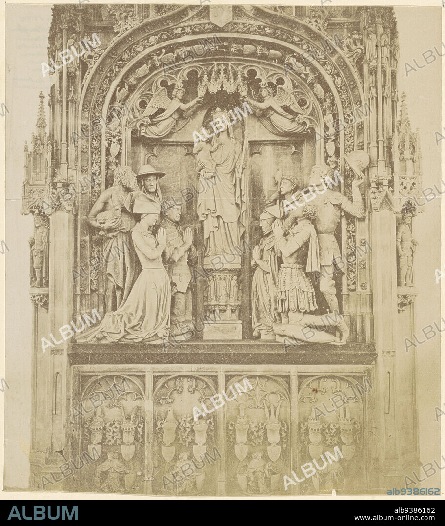 Tomb monument for Engelbrecht I, Count of Nassau-Dillenburg, Johanna van Polanen, Johan IV, Count of Nassau-Dillenburg, and Maria van Loon-Heinsberg, Tomb monument for Engelbrecht I, Johanna, Johan IV and Maria in the Grote Kerk in Breda, died May 3, 1442, May 15, 1445, February 3, 1475 and April 20, 1502., anonymous, anonymous, Netherlands, 1850 - 1930, photographic support, height 205 mm × width 184 mm.