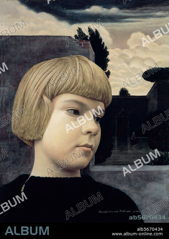 ADELCHI-RICCARDO MANTOVANI. Mantovani, Adelchi-Riccardo born 1942 in Ro, has worked in Berlin since 1964. "Mädchenporträt" (Portrait of a Girl), 1977. Mixed media on masonite, 42 × 32. Privately owned.