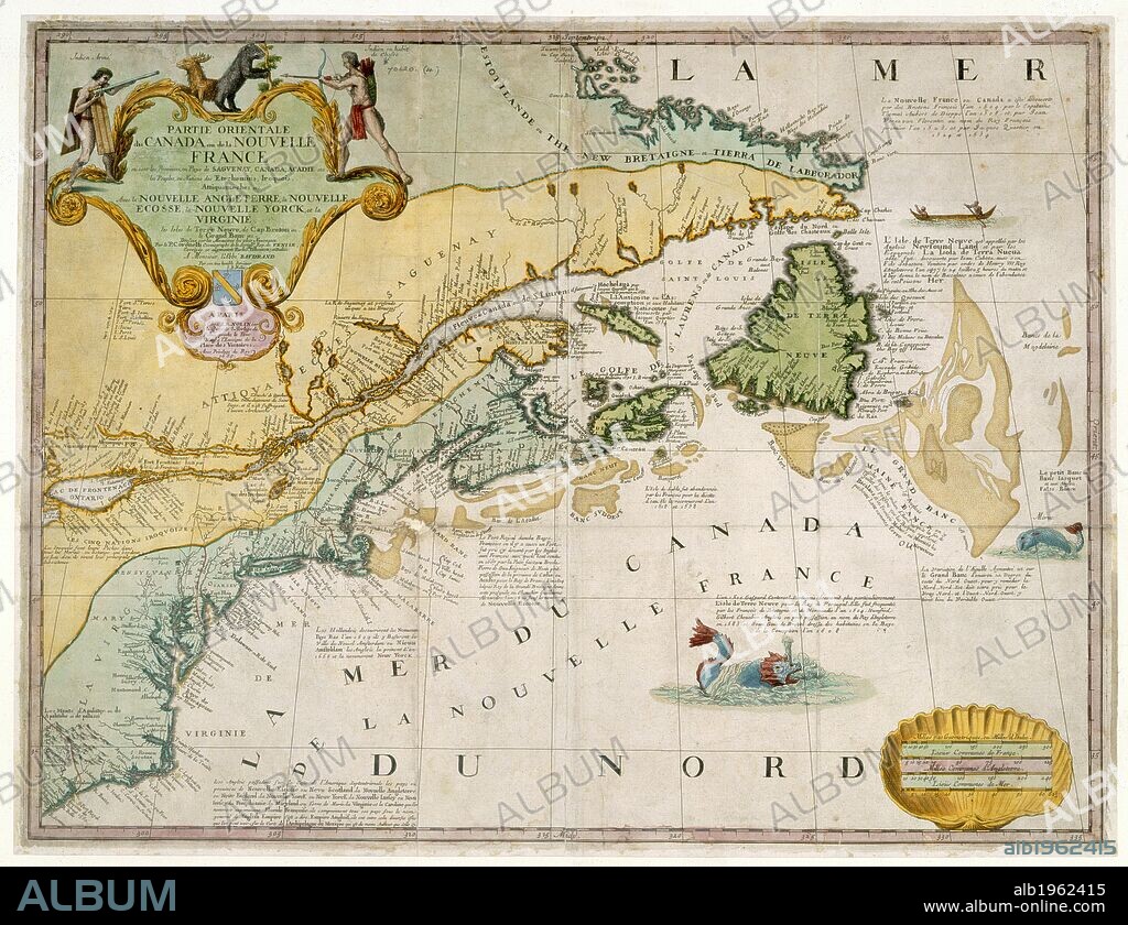 M BELLIN. Map of East Coast of Canada, published in 1745. . Partie occidentale de la Nouvelle France ou Canada Par M. Bellin. Paris, Nuremberg, & Londres. Published in 1745. Source: Maps*70620 4. Language: French.
