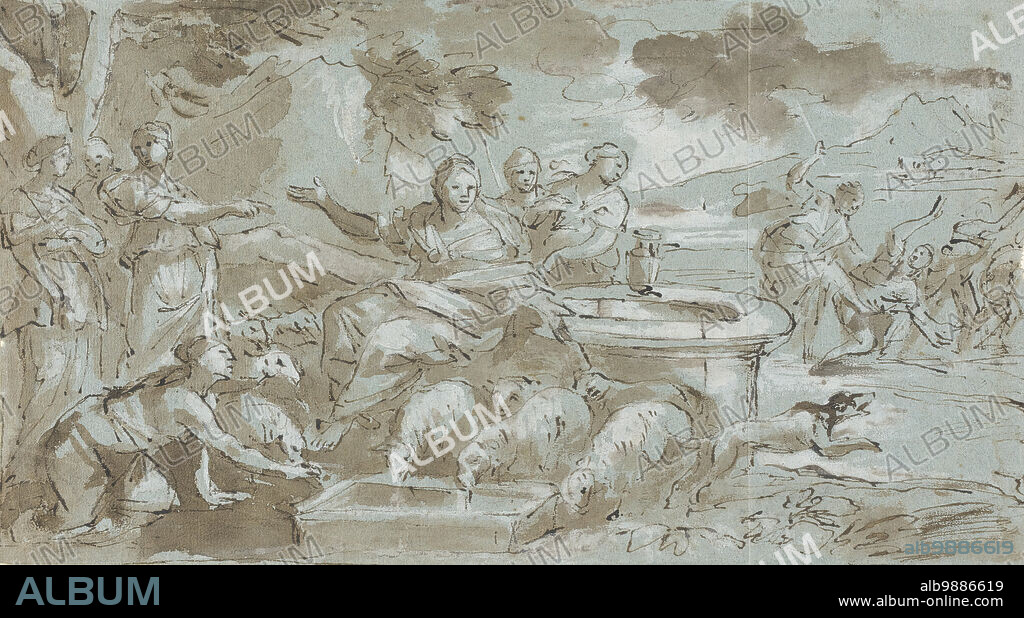 GIOVANNI PERUZZINI. Moses and the Daughters of Jethro, between 1629 and 1694.