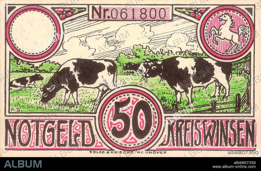 Allemagne - 30 juin 1921. EinlÜsbar. notgeld de 50 pfennig. (10 cm x 6 cm).