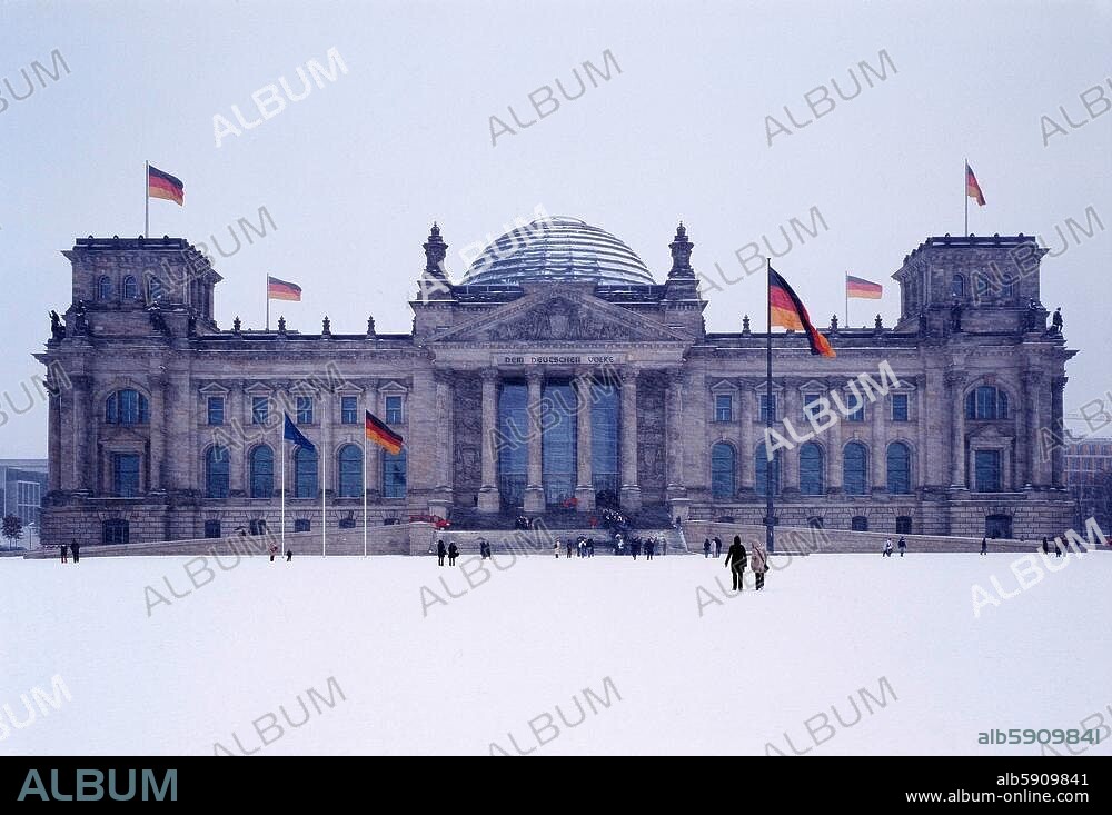 Berlin, Germany. Berlin Reichstag, seat of the German. Parliament from 1999. General view of the Reichstag building. Photo, March 2006.