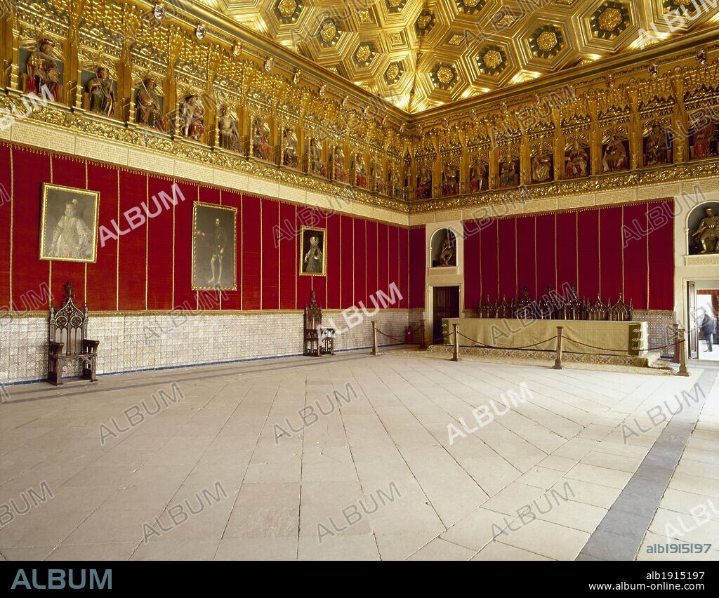 Spain. The Alcazar of Segovia (castle).  Monarchs Room. Decorated with a frieze depicting the monarchs of Asturies, Castile and Leon, by order Philip II. Segovia. Castile-Leon.