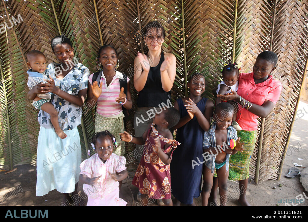 Woman and African children, Lome, Togo, West Africa, Africa.