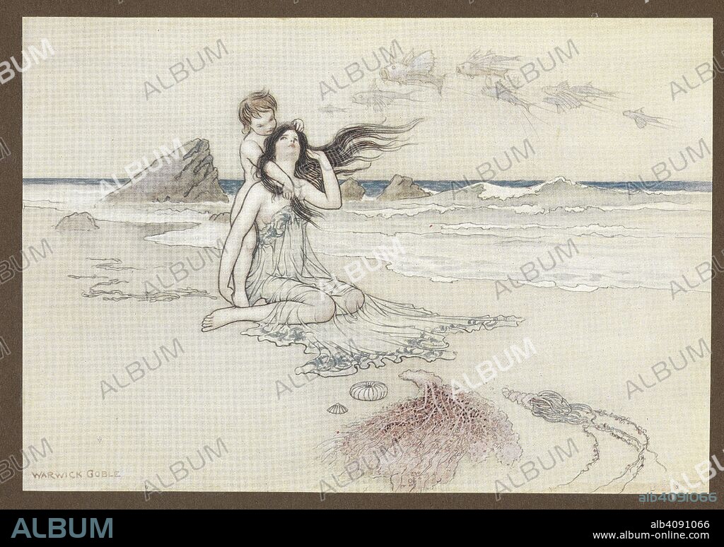 CHARLES KINGSLEY y WARWICK GOBLE. "Play by me, bathe in me, mother and child.". The Water-Babies ... With illustrations in colour by Warwick Goble. (Edition de luxe.). London : Macmillan & Co., 1909. Source: KTC.32.b.5 opp.32.