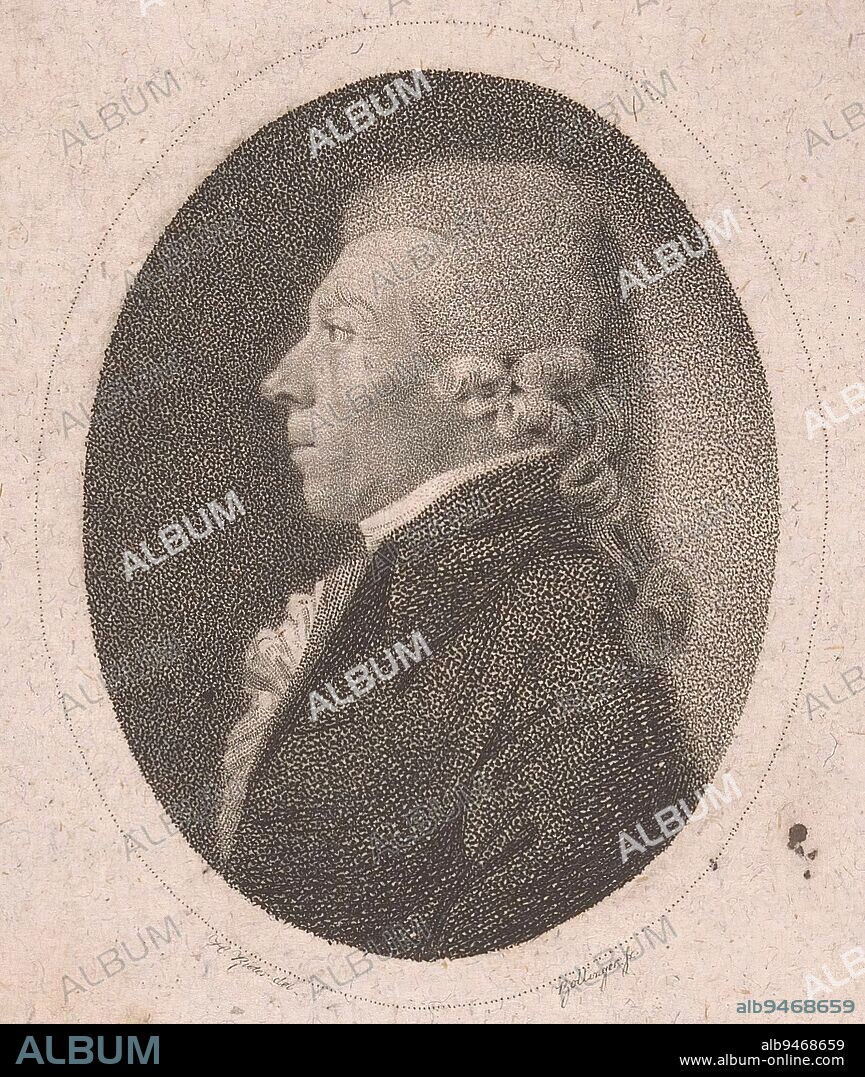 Portrait of Gottfried Benedikt Funk, Friedrich Wilhelm Bollinger, after Heinrich Rieter, 1787 - 1825, print maker: Friedrich Wilhelm Bollinger, (mentioned on object), intermediary draughtsman: Heinrich Rieter, (mentioned on object), Berlin, 1787 - 1825, paper, h 130 mm - w 90 mm.