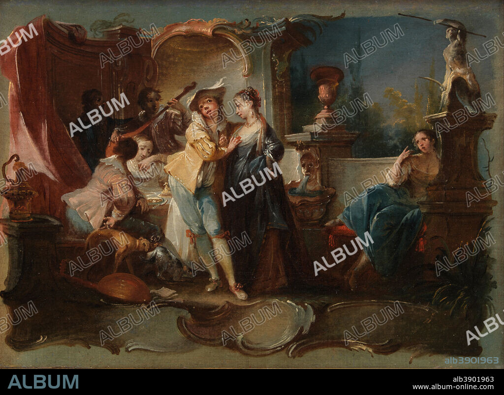 JOHANN WOLFGANG BAUMGARTNER. The Prodigal Son Living with Harlots. Date/Period: From 1724 until 1761. Painting. Oil on canvas. Height: 27.8 cm (10.9 in); Width: 38 cm (14.9 in).