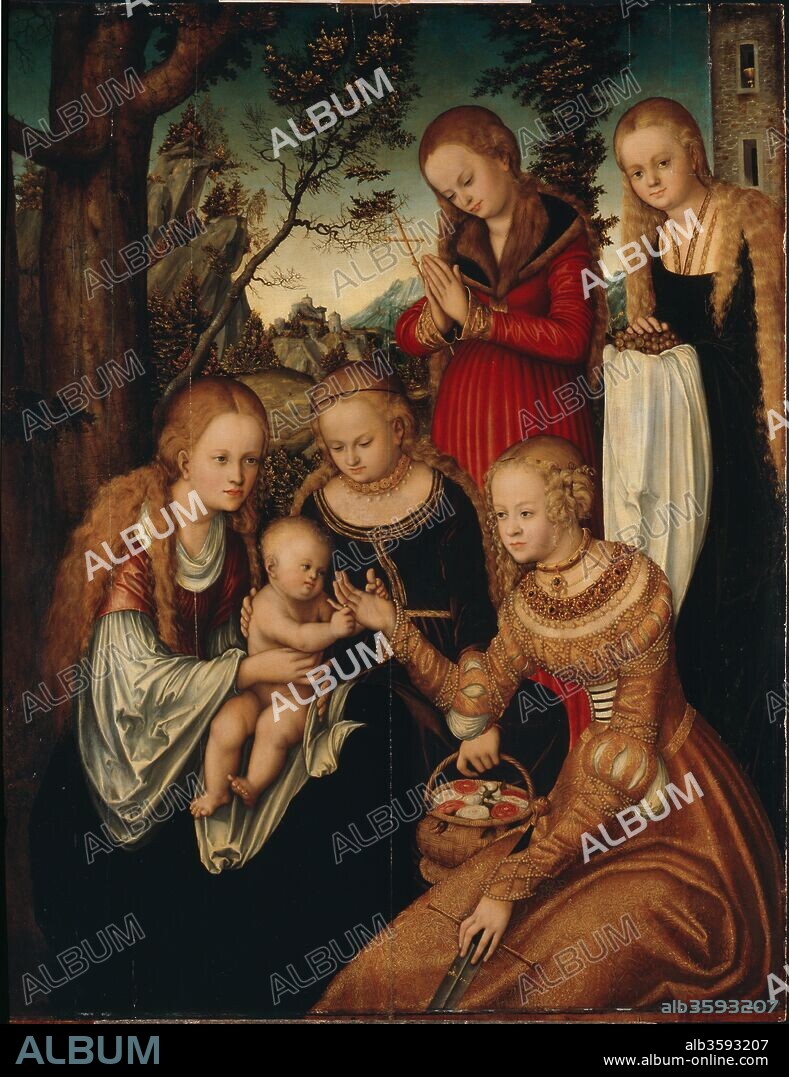 CRANACH, LUCAS, THE ELDER. The Virgin and Child with Saints Catherine, Dorothy, Margaret and Barbara (so-called "Marriage of St Catherine").