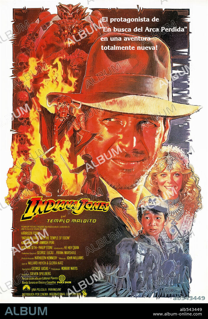 Poster de INDIANA JONES Y EL TEMPLO MALDITO, 1984 (INDIANA JONES AND THE TEMPLE OF DOOM), dirigida por STEVEN SPIELBERG. Copyright LUCASFILM LTD/PARAMOUNT.