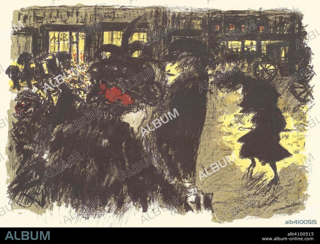 PIERRE BONNARD. A Square in the Evening (Place le soir). Dimensions: 40.5 cm x 53 cm, 27.5 cm x 39 cm.