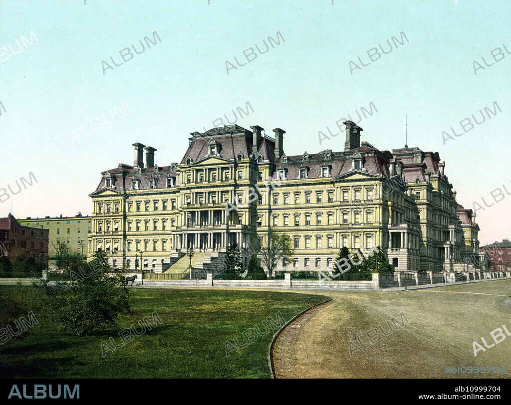 Eisenhower Executive Office Building (EEOB), formerly known as Old Executive Office Building (OEOB), and originally known as State, War, and Navy Building, Washington, 1890, Historic, digitally restored reproduction after a 19th century original.