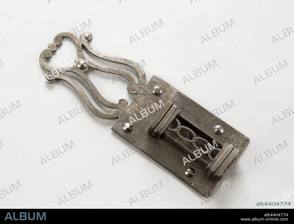French: Door Hardware, French, 18th century, Iron, Overall: 7 7/16 x 2 1/2 x 3/4 in. (18.9 x 6.4 x 1.9 cm).